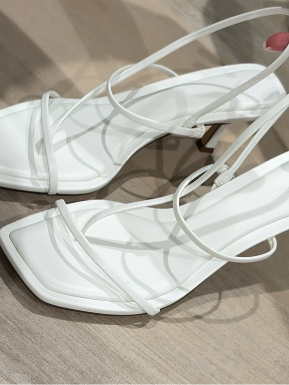 Steve Madden White Strappy Square-Toe Kitten Heel Sandals
